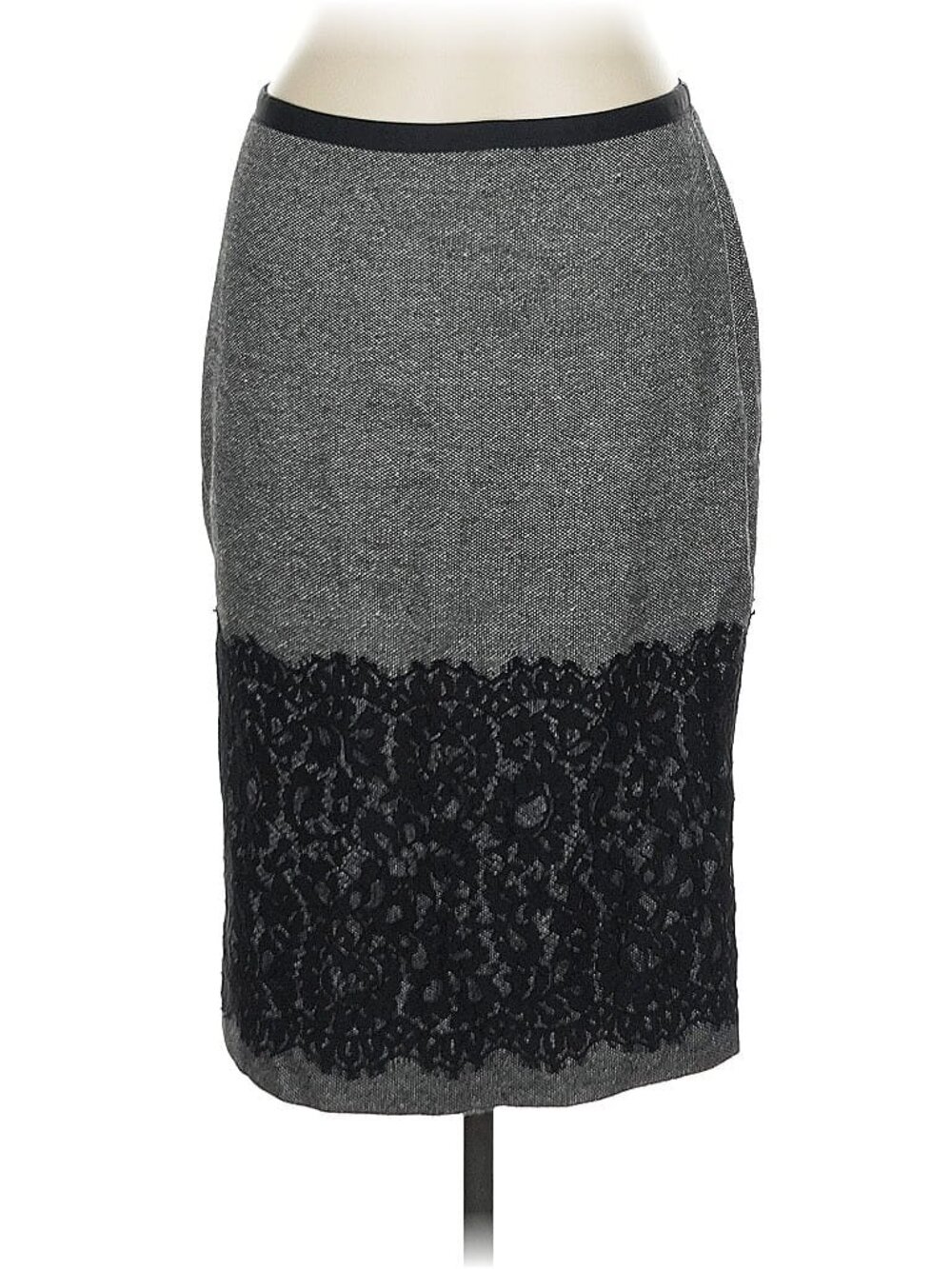 Michael Kors Collection Tweed Sheath Skirt – Size 10 Gray/Black Wool Silk Blend - Picture 2 of 5